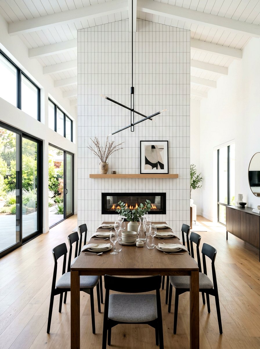 30 Dining Room Fireplace Wall Ideas To Create Cozy Focus