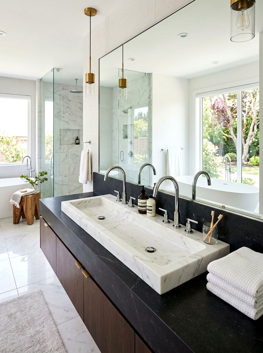 Vessel Style Trough Sink - 30 trough sink bathroom ideas