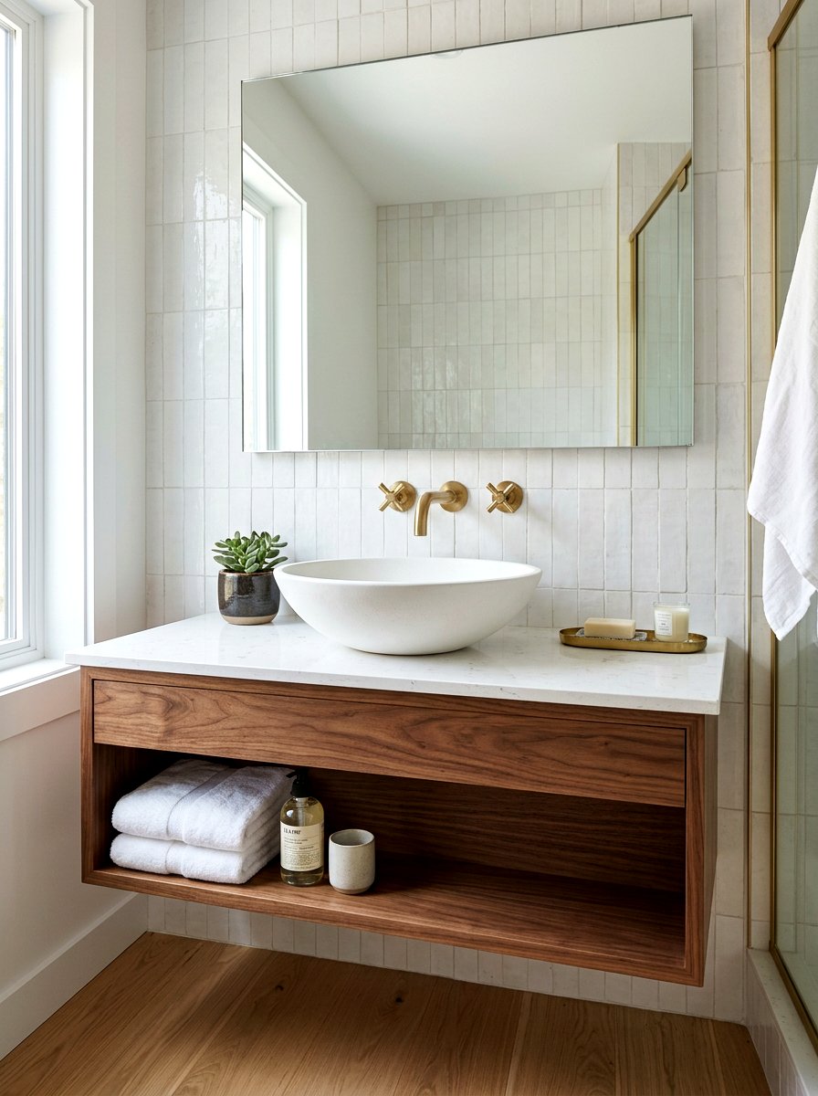 Vessel sink setup - 30 mid century bathroom ideas
