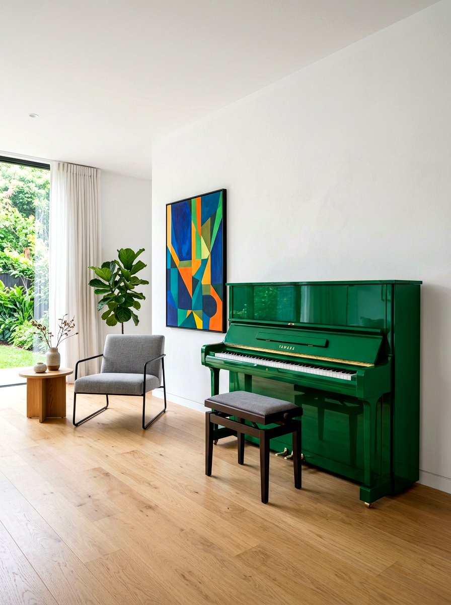 Vibrant Color Accent Piano - 30 piano corner ideas
