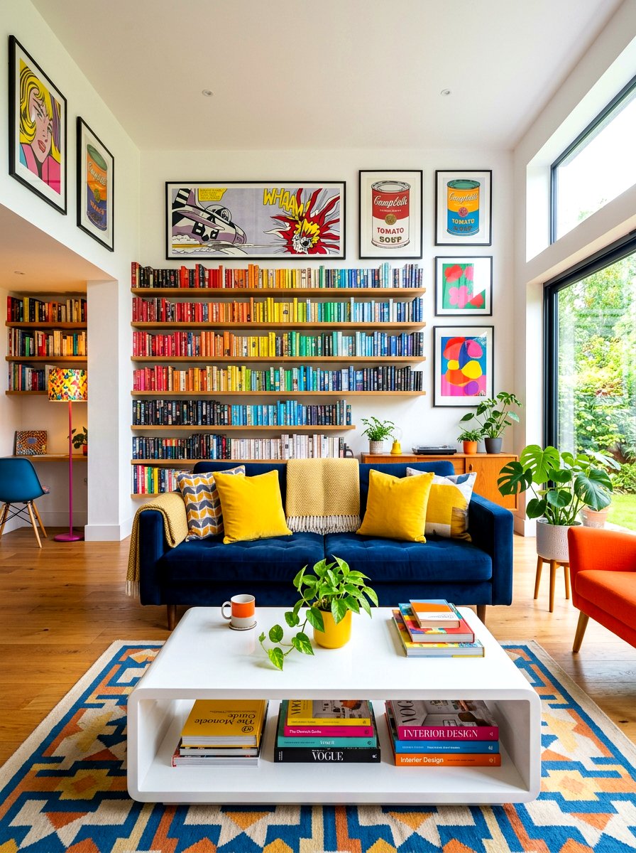 Vibrant Color Palette Book Display - 30 coffee table book styling ideas