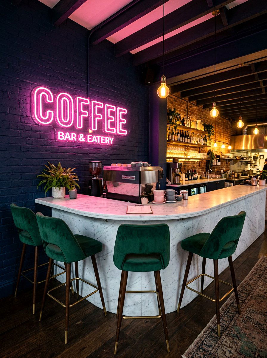Vibrant Neon Sign - 30 kitchen wall decor ideas