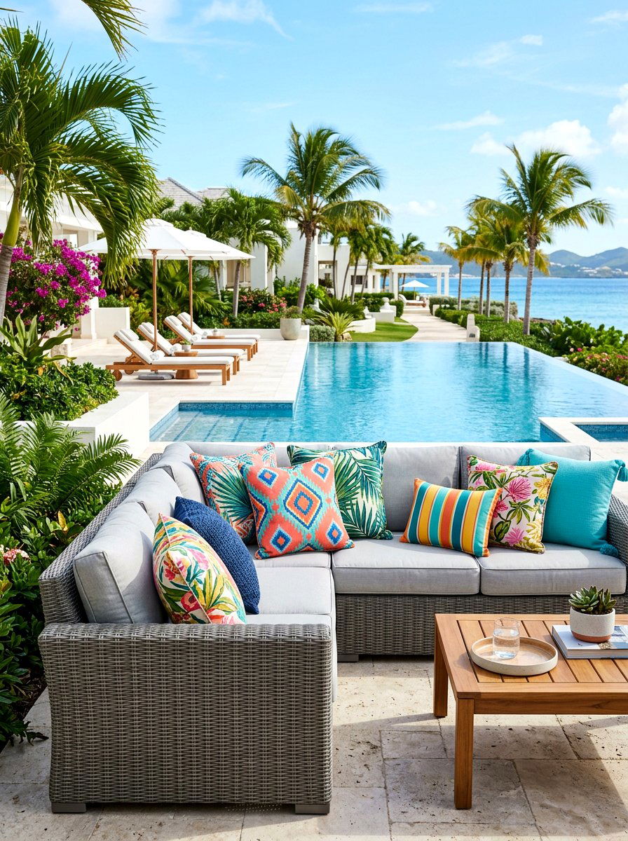 Vibrant Outdoor Pillows - 30 colorful garden decor ideas