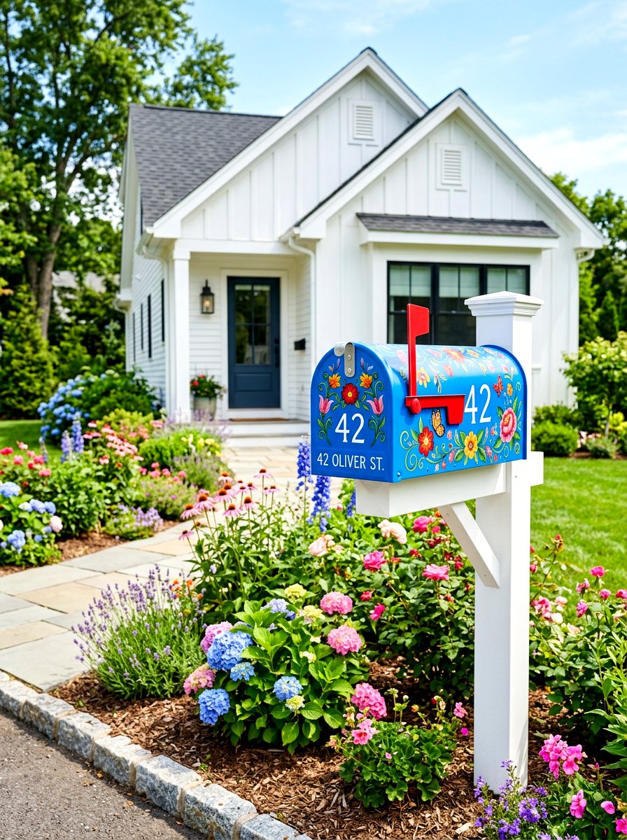 Vibrant Painted Mailbox - 30 statement mailbox ideas aesthetic