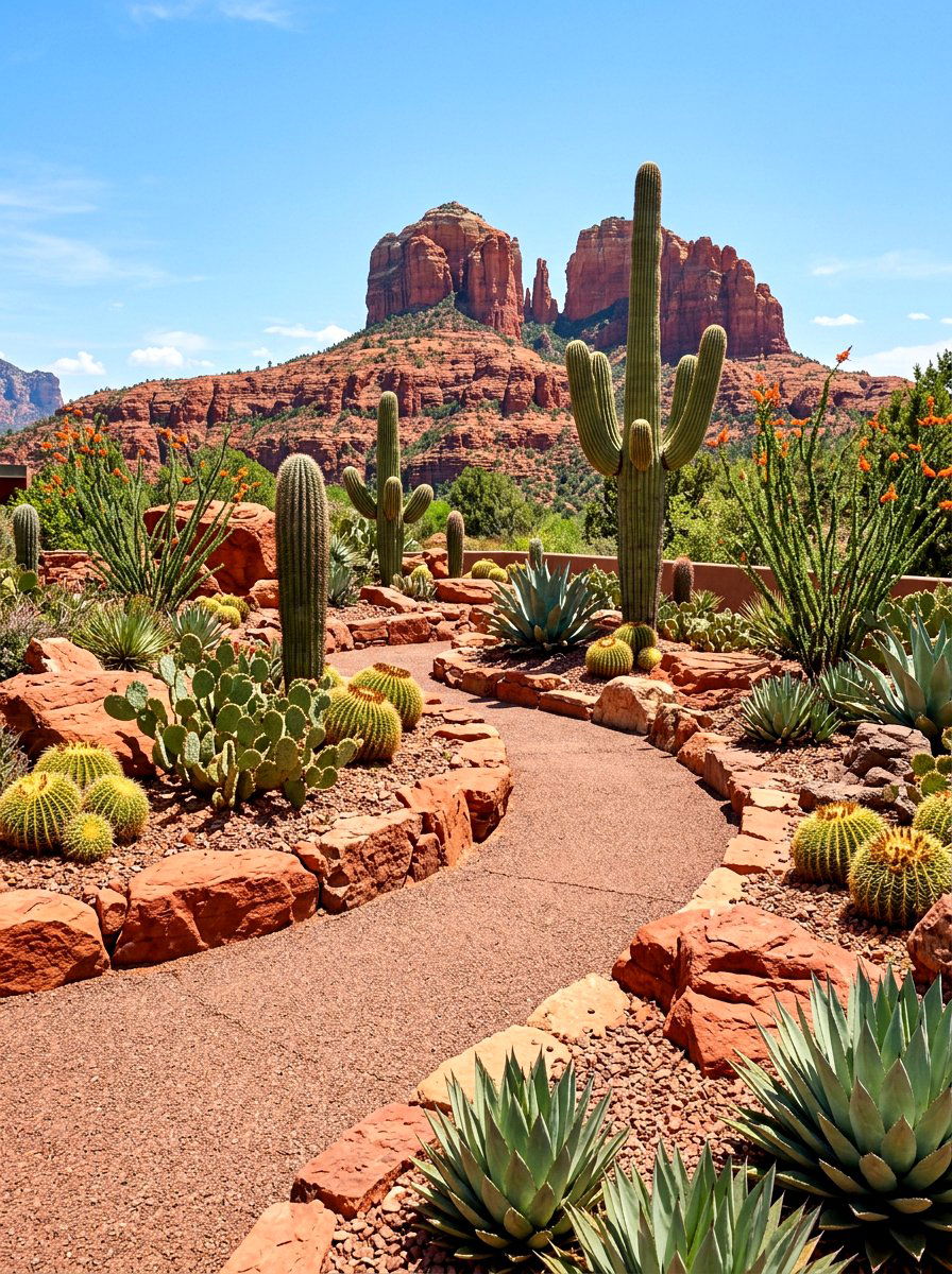 Vibrant red rock landscaping - 30 stone edging front yard ideas