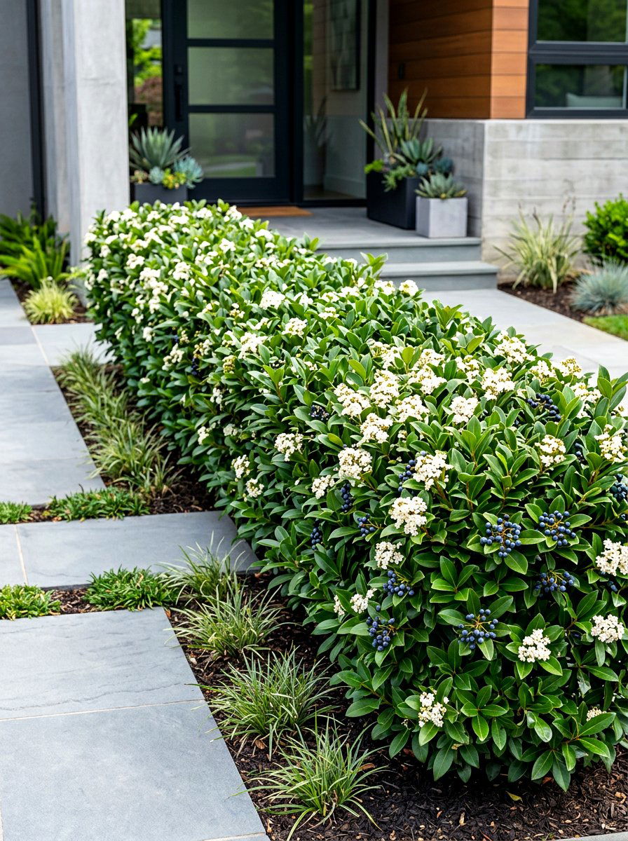 Viburnum Evergreen Hedge - 30 hedge row ideas