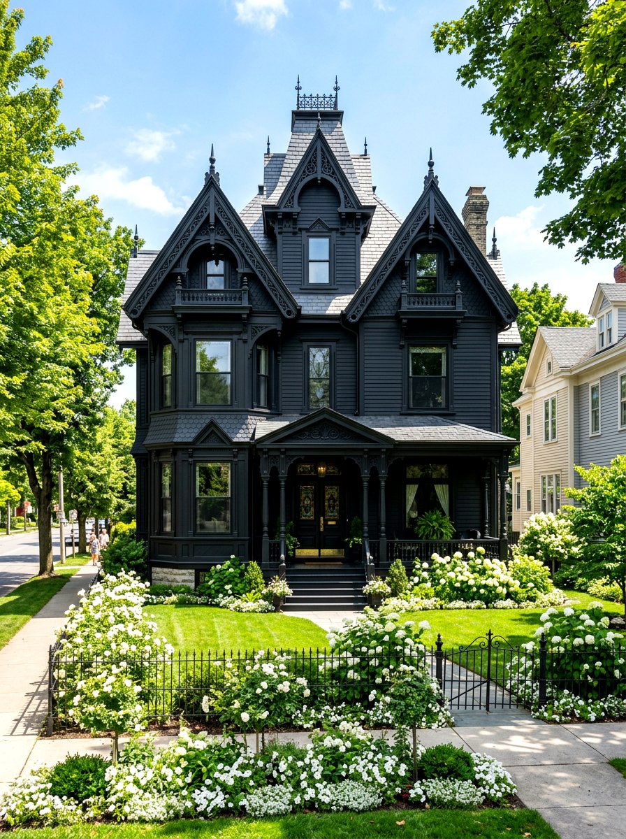 Victorian Black House - 30 black house exterior ideas
