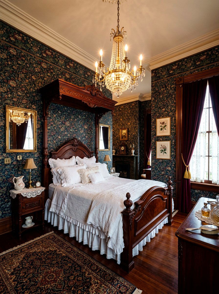 Victorian Dark Floral Style - 30 dark floral bedroom aesthetic ideas