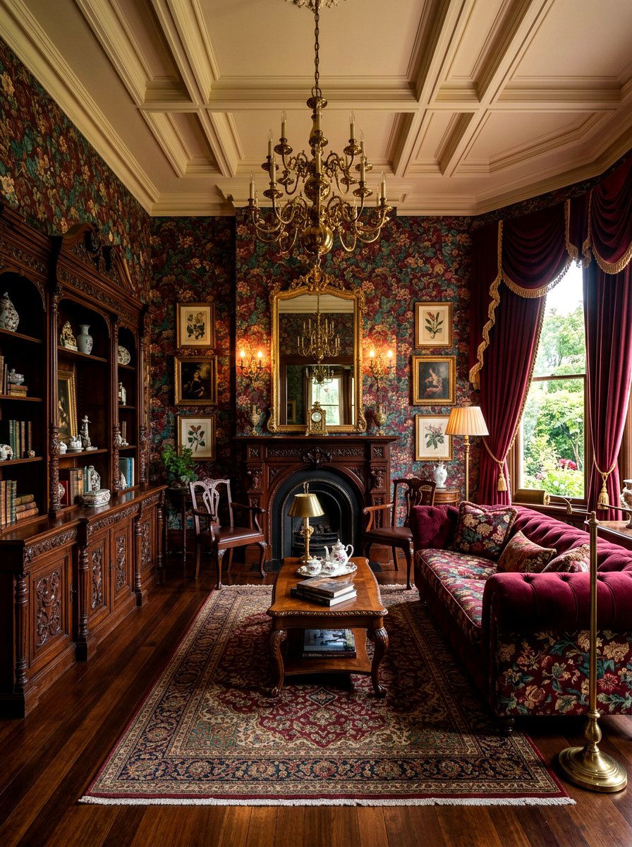 Victorian Dark Floral Theme - 30 dark floral living room ideas