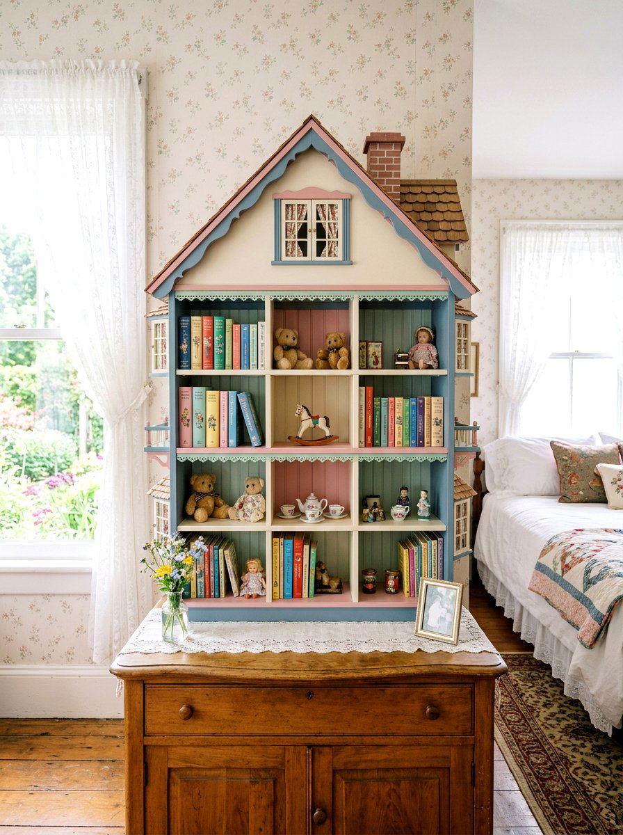 Victorian Dollhouse Bookshelf - 30 storybook bedroom ideas