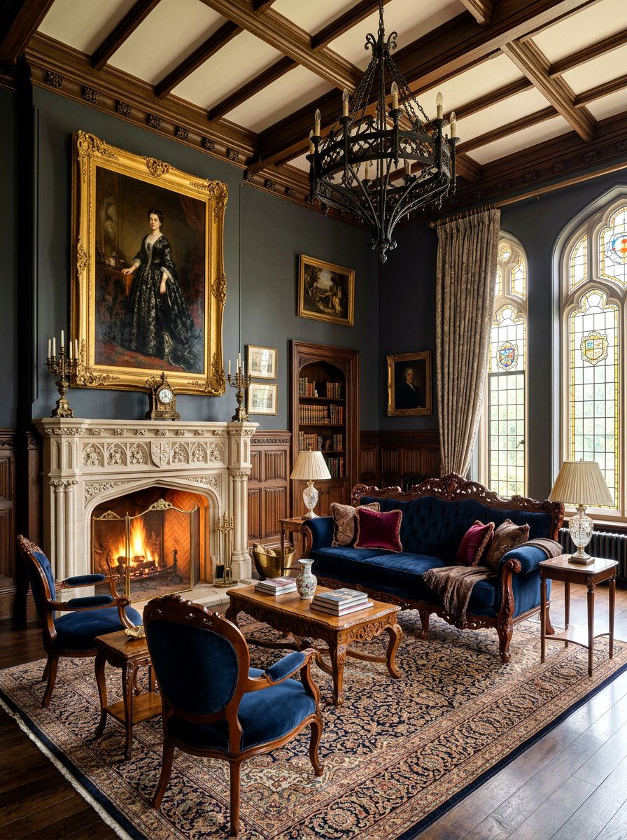Victorian Gothic Living Room - 30 dark romantic Halloween home ideas