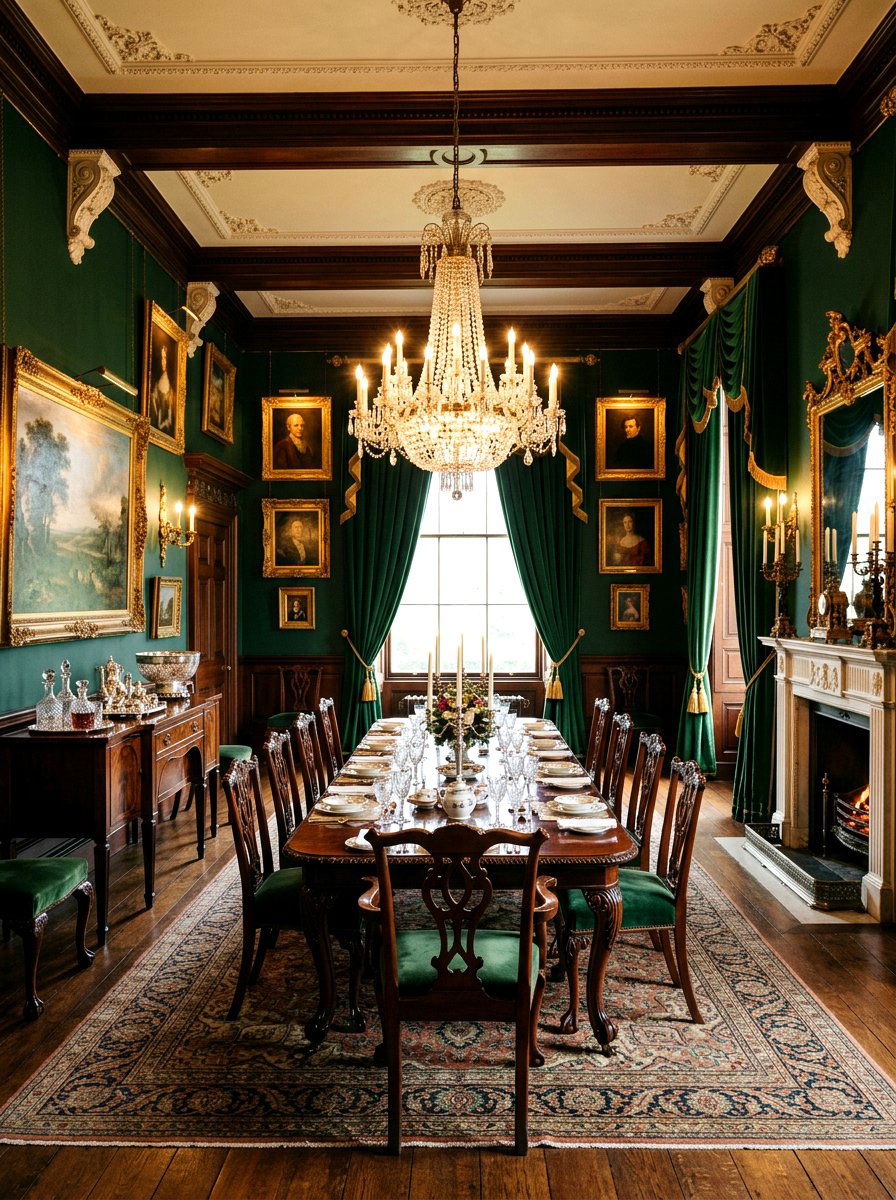 Victorian Green Dining Room - 30 green dining room ideas