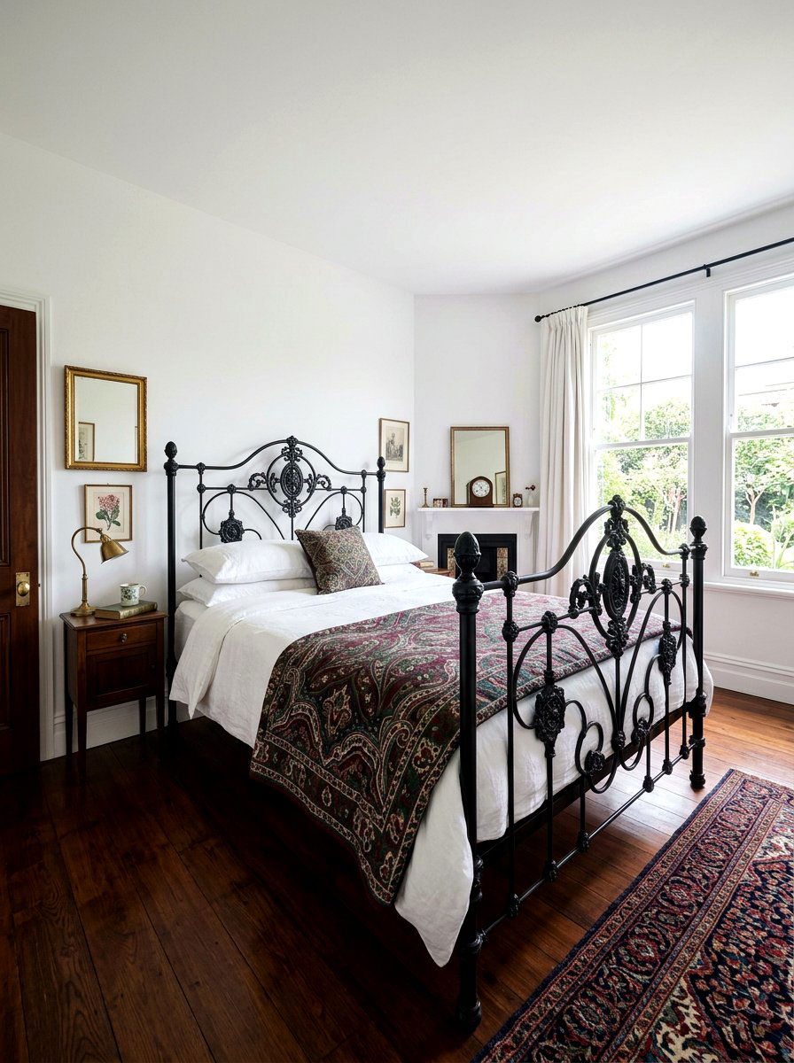Victorian Iron Bed Frame - 30 antique bedroom decor ideas