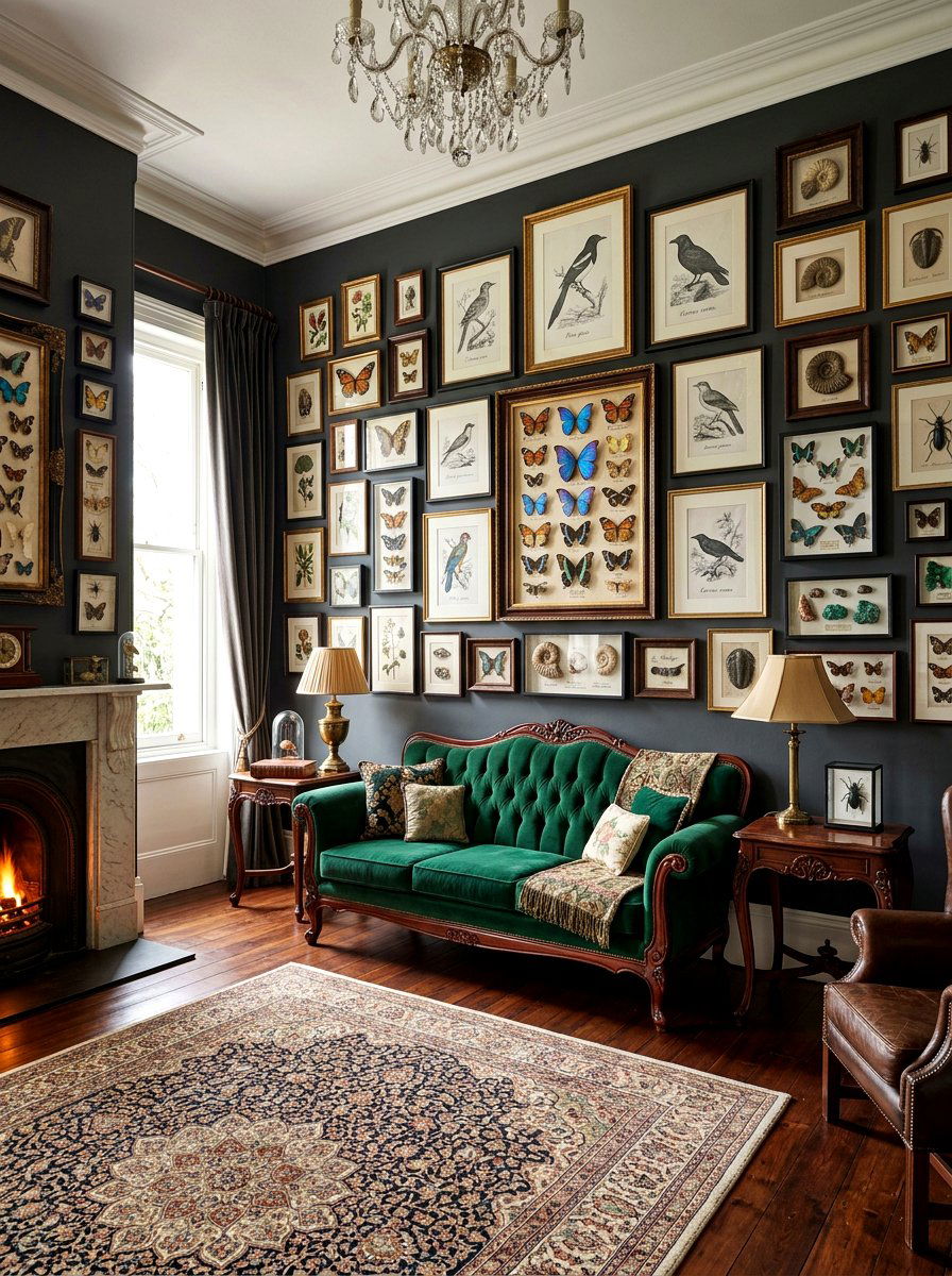 Victorian Natural History Wall - 30 vintage collage wall ideas