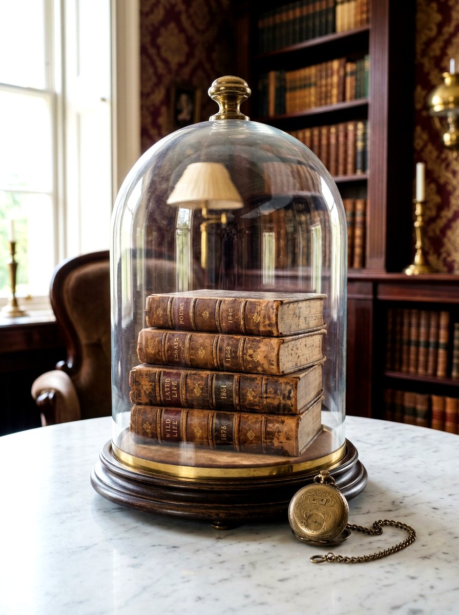 Victorian Parlor Glass Cloche With Vintage Books - 30 vintage book decor ideas