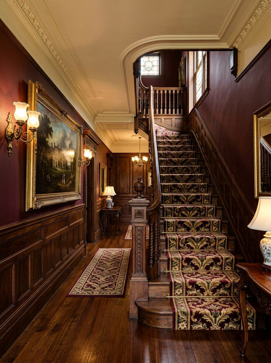 Victorian Stair Runner - 30 vintage stair carpet ideas