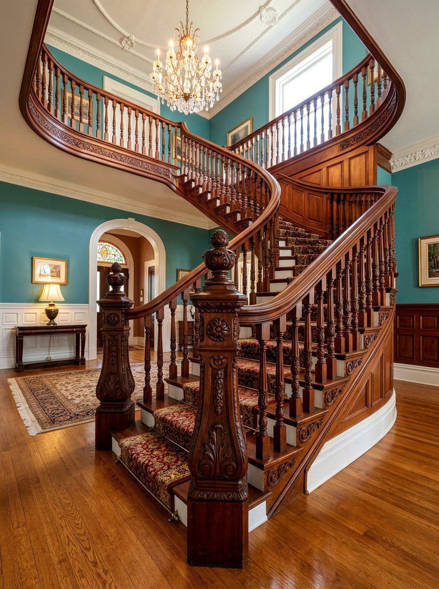 Victorian Style Carved Banister - 30 banister makeover ideas