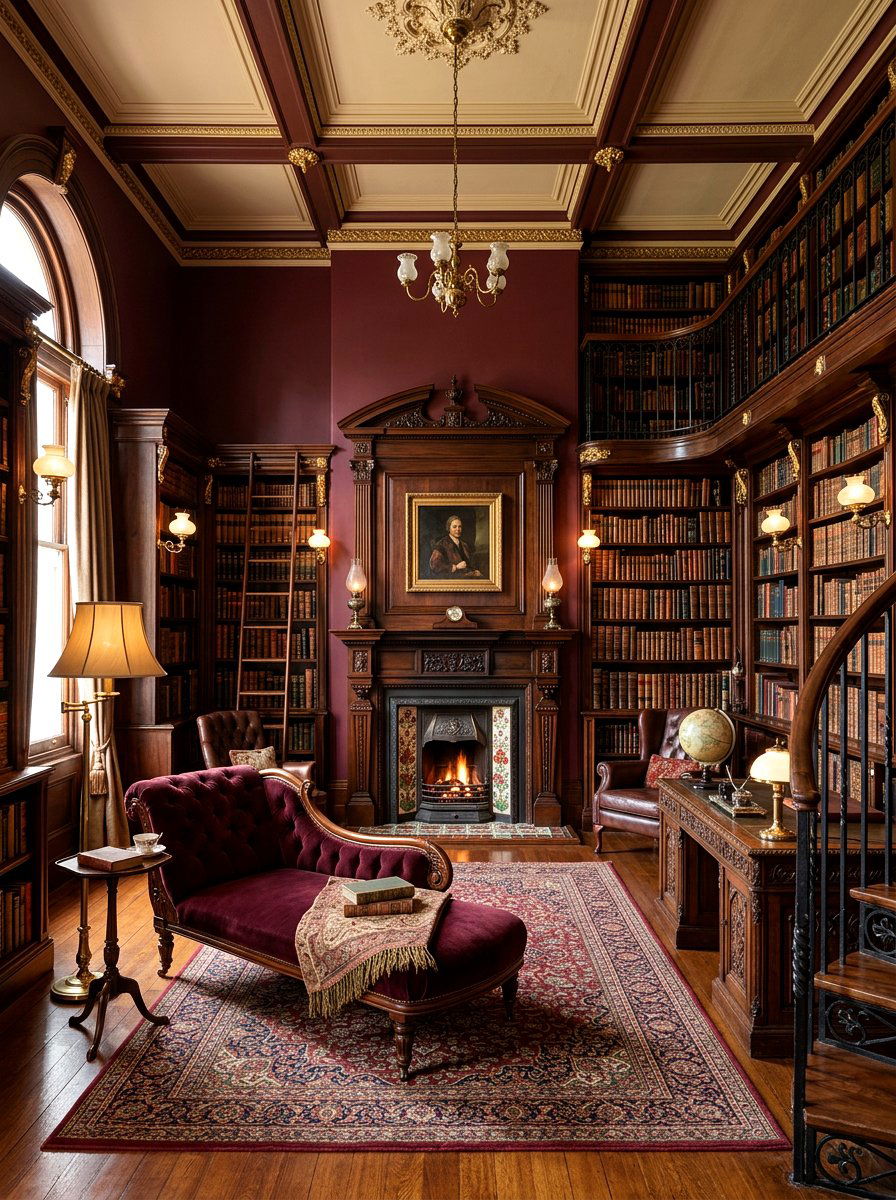 Victorian Style Library Fireplace - 30 library fireplace ideas