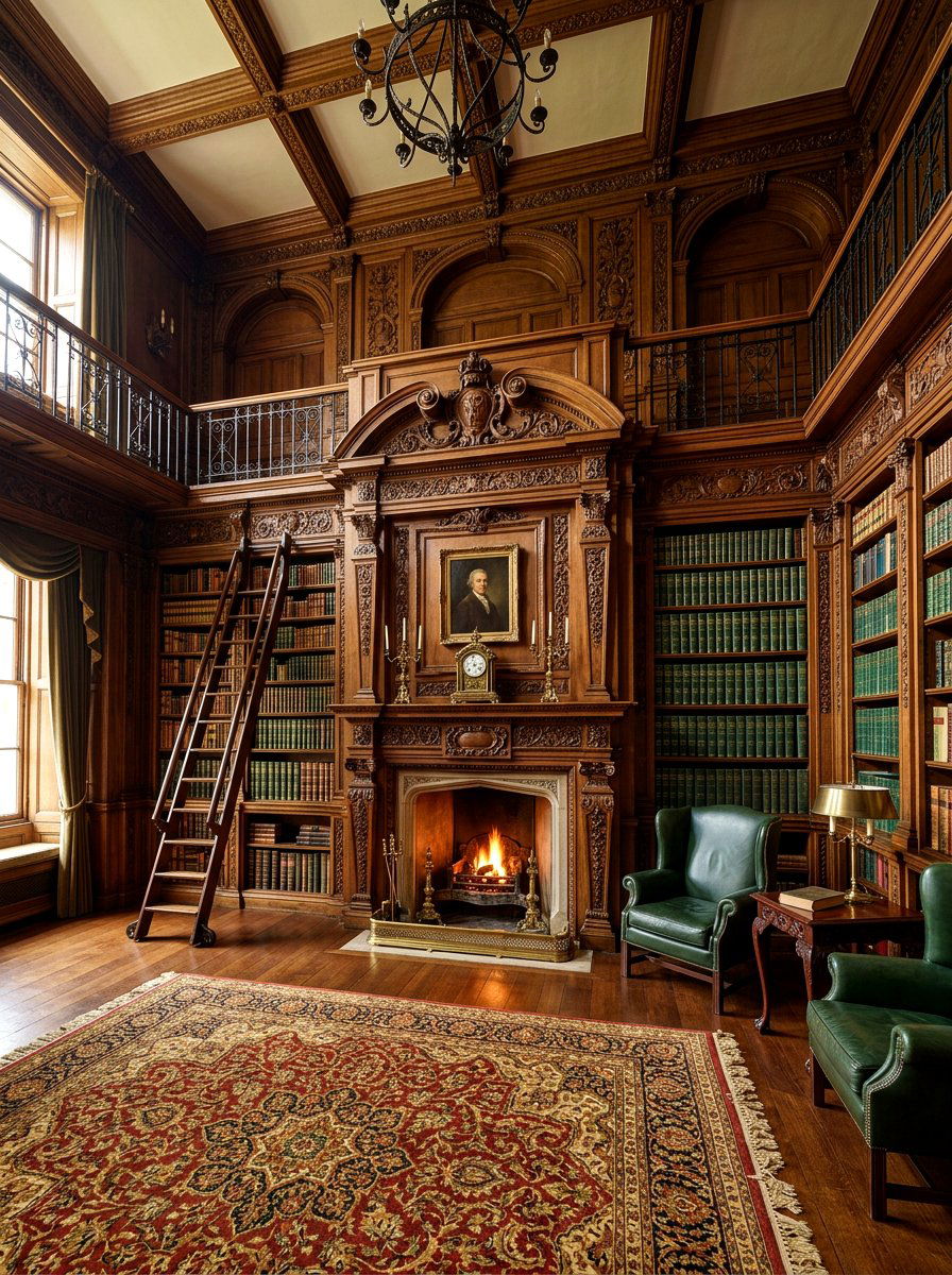 Victorian Style Library Woodwork - 30 paneled library ideas