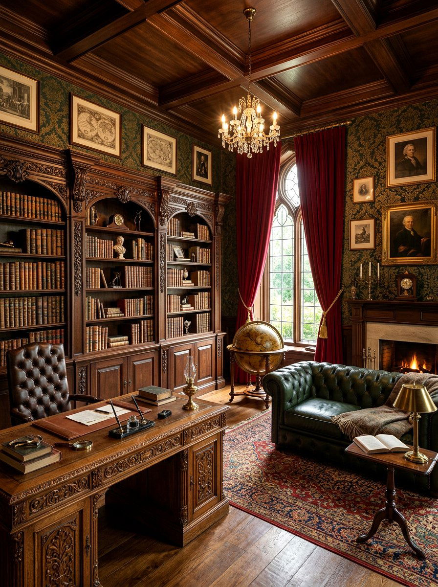 Victorian Style Study Room - 30 classic office library ideas