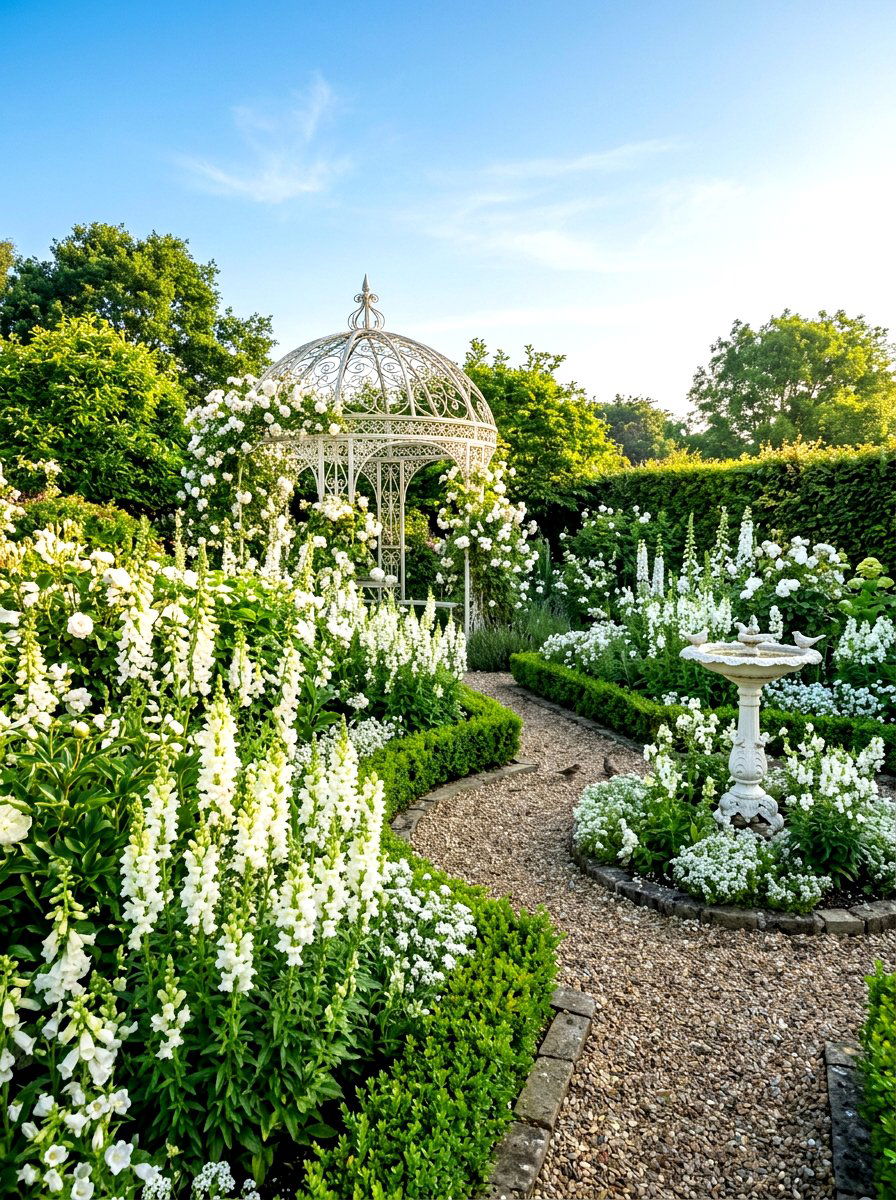 Victorian White Garden - 30 white flower garden ideas
