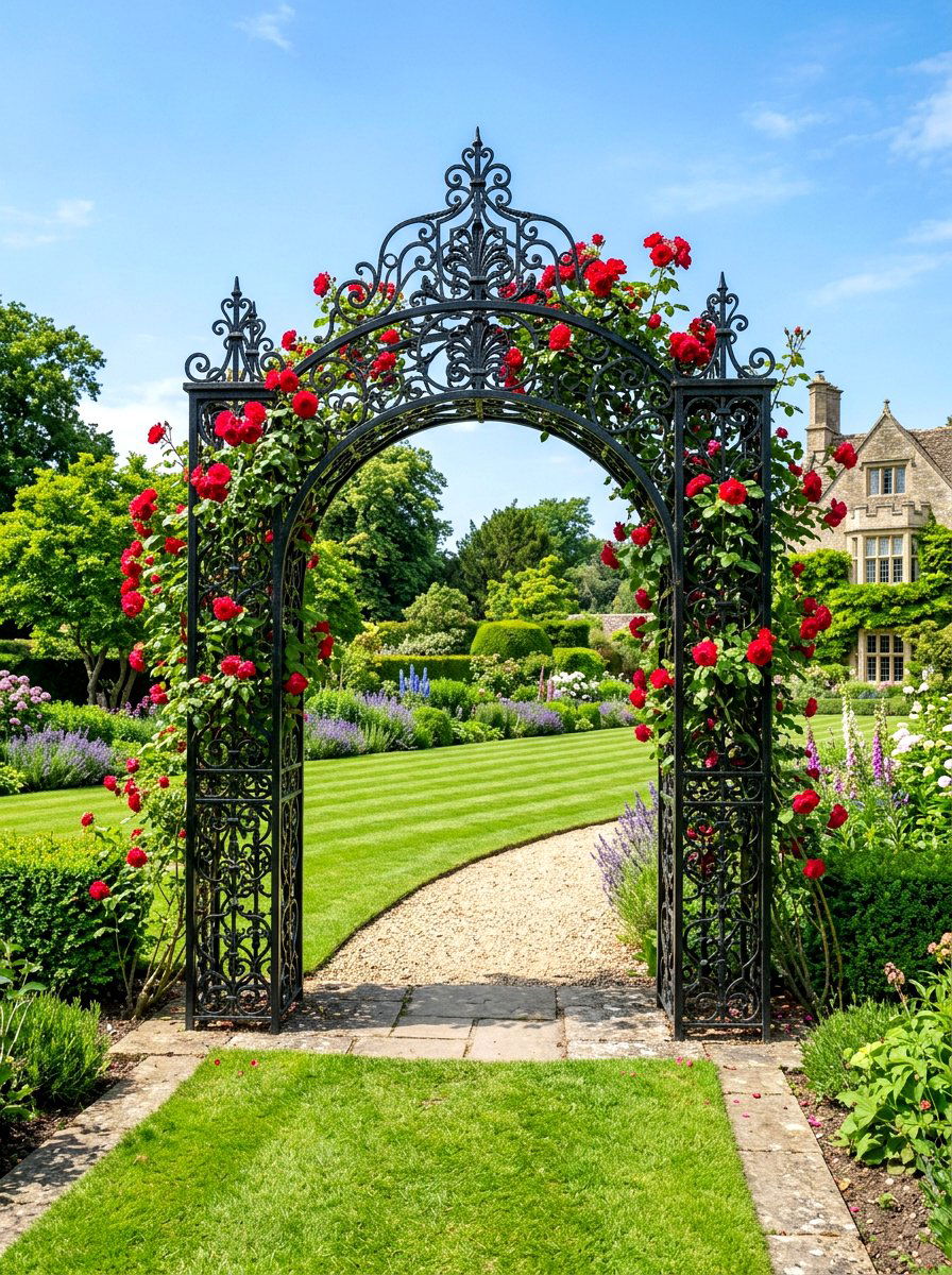 Victorian Wrought Iron Arch - 30 arbor walkway ideas