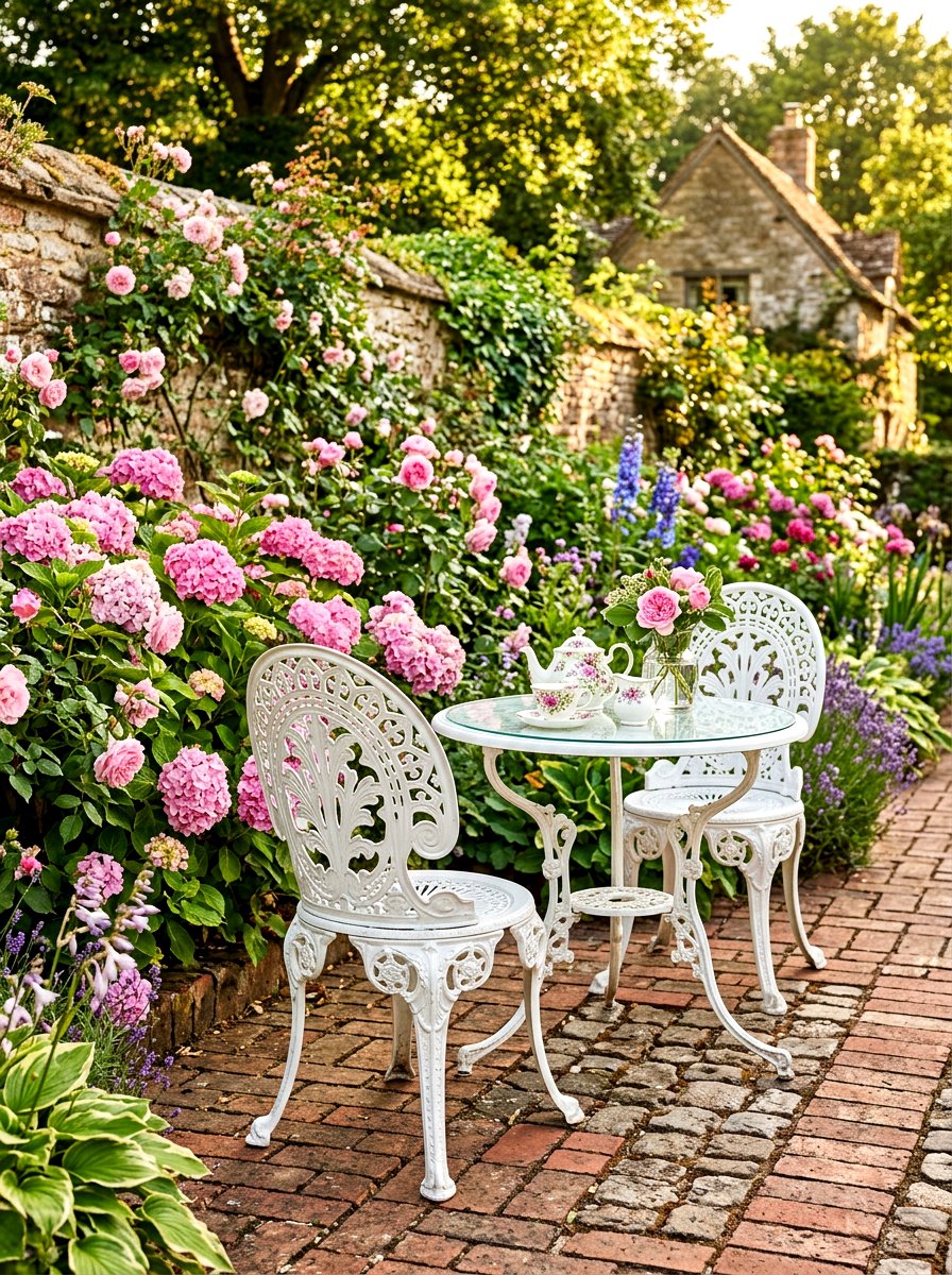 Victorian Wrought Iron Bistro Set - 30 tea garden seating ideas