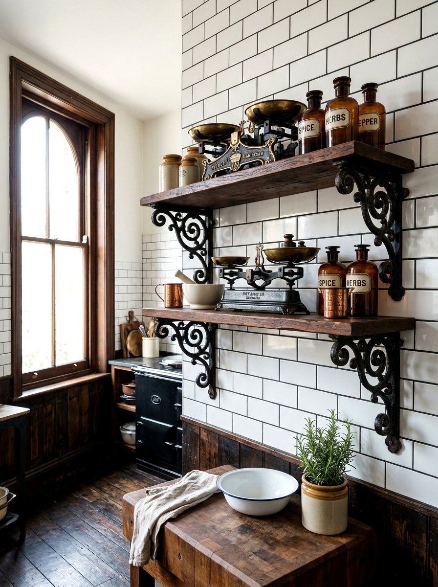 Victorian Wrought Iron Shelf - 30 heritage kitchen shelf ideas