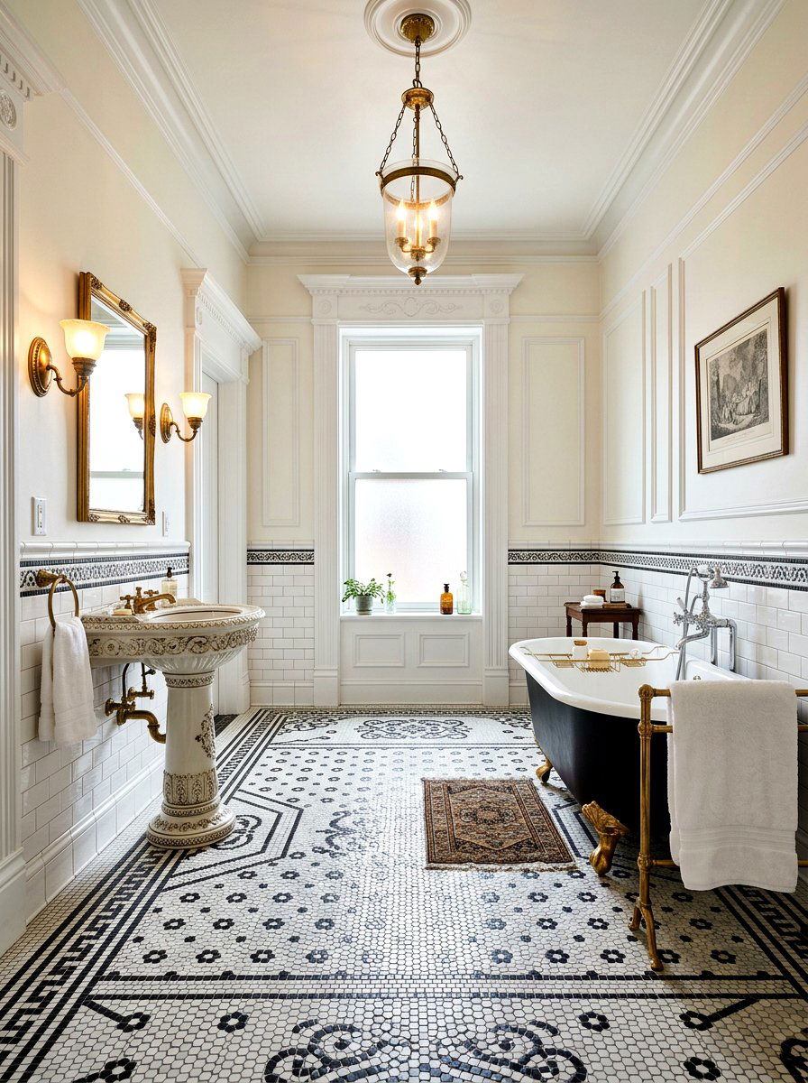 Victorian black and white bathroom - 30 black and white bathroom ideas