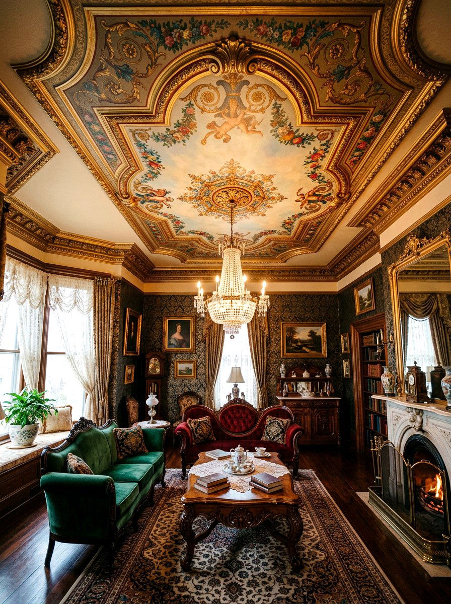 Victorian ceiling mural - 30 ceiling mural ideas