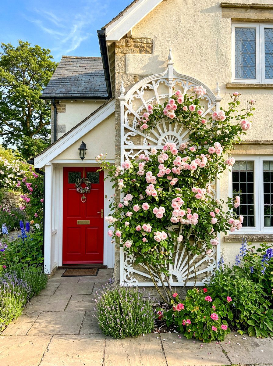 Victorian fan trellis - 30 climbing rose trellis ideas