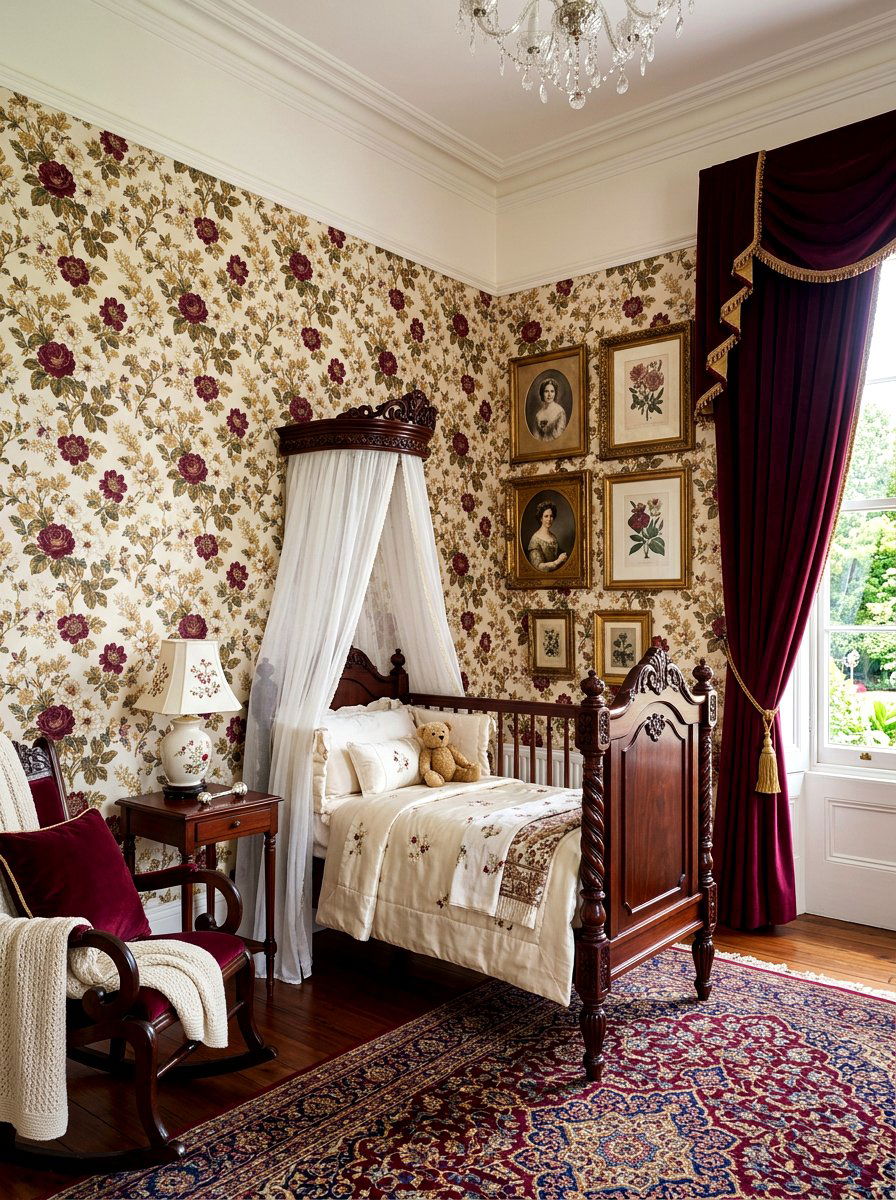 Victorian floral nursery wallpaper - 30 floral nursery wallpaper ideas