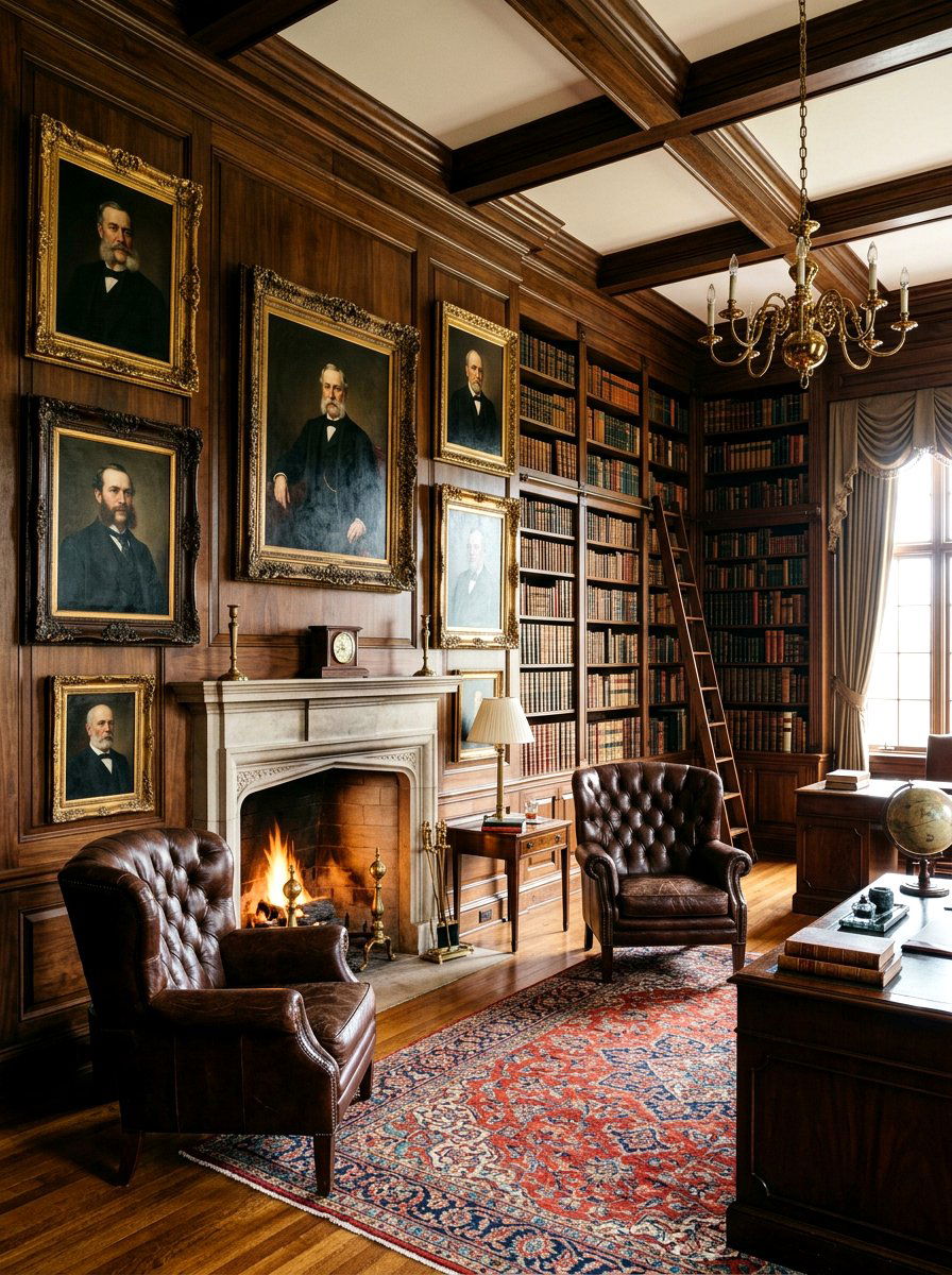 Victorian gentleman portrait decor - 30 vintage portrait wall ideas