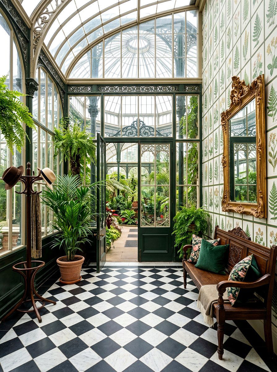 Victorian glasshouse entryway - 30 garden print wallpaper ideas