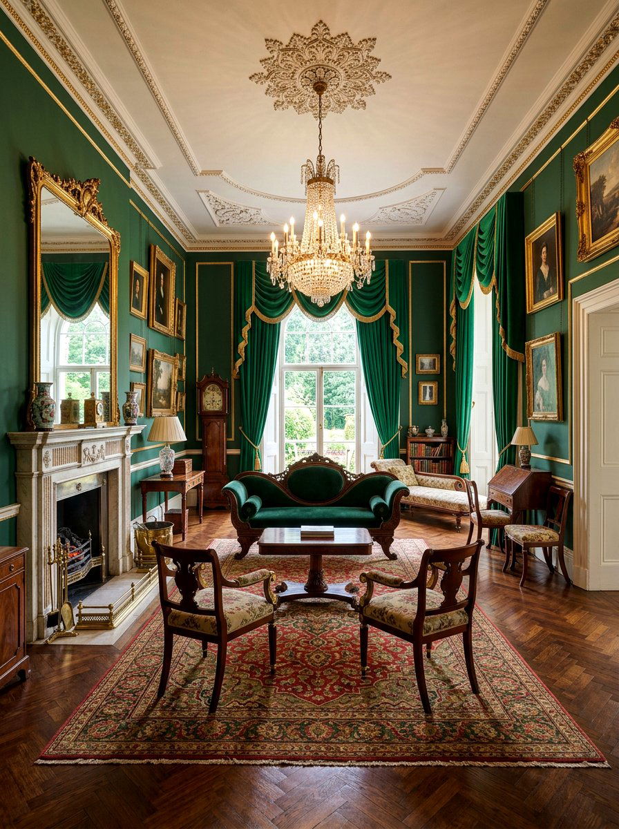 Victorian green living room - 30 green living room ideas