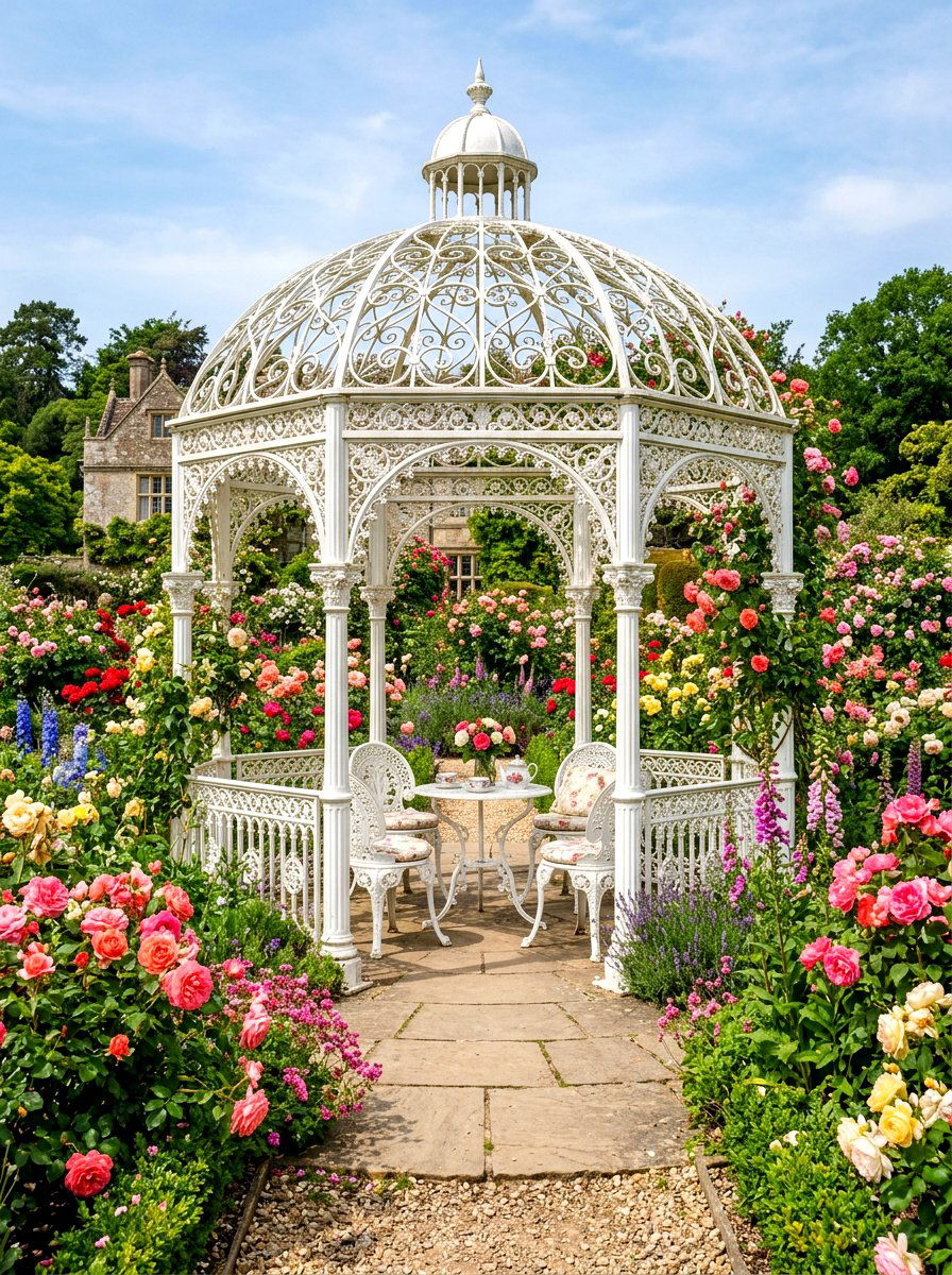 Victorian iron gazebo - 30 garden party gazebo ideas