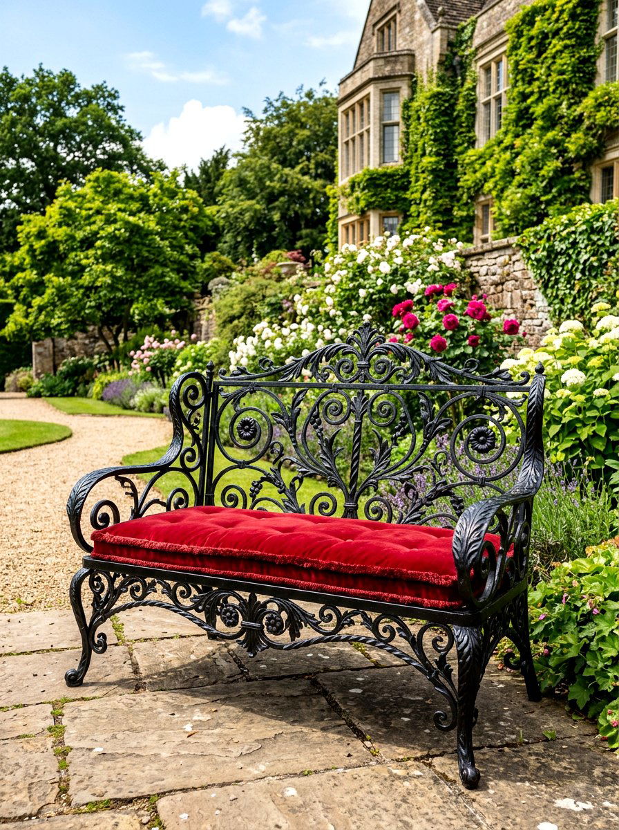 Victorian iron settee - 30 front porch seating nook ideas