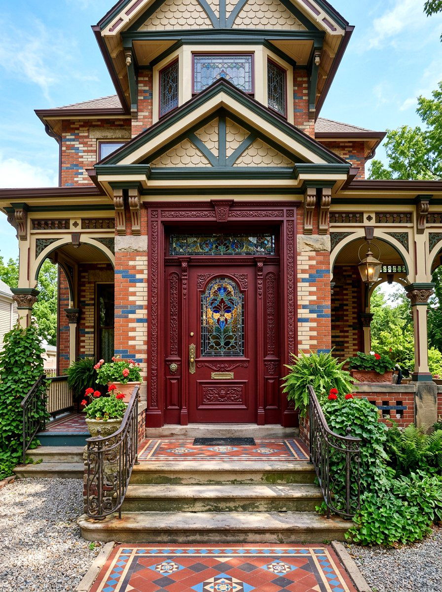 Victorian oxblood front door - 30 oxblood front door ideas
