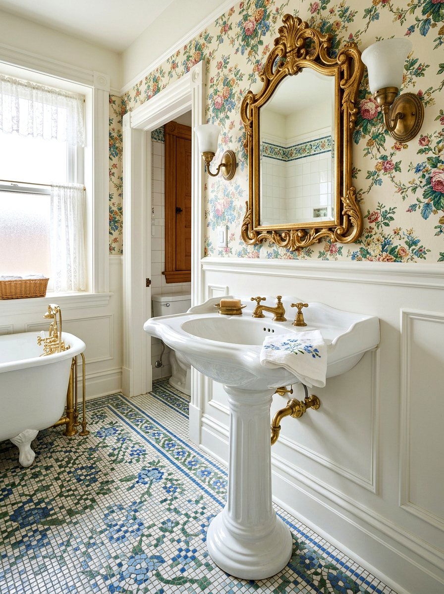 Victorian pedestal sink bathroom - 30 coquette bathroom ideas