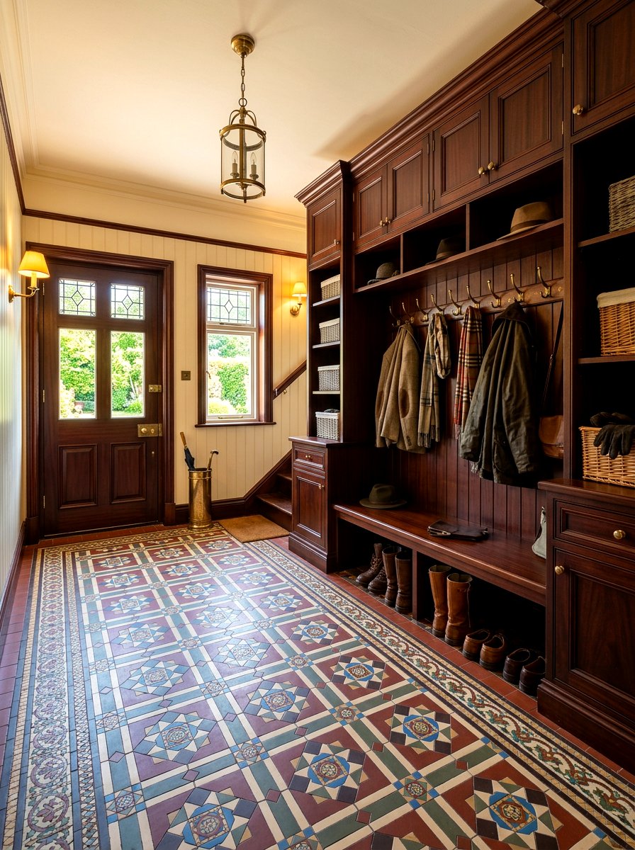 Victorian style floor tile - 30 patterned mudroom tile ideas