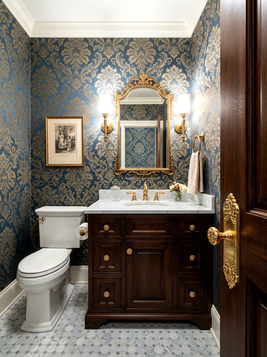 Victorian style hardware - 30 traditional powder room ideas