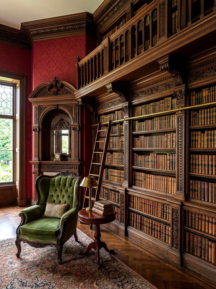 Victorian style library wall - 30 library wall ideas