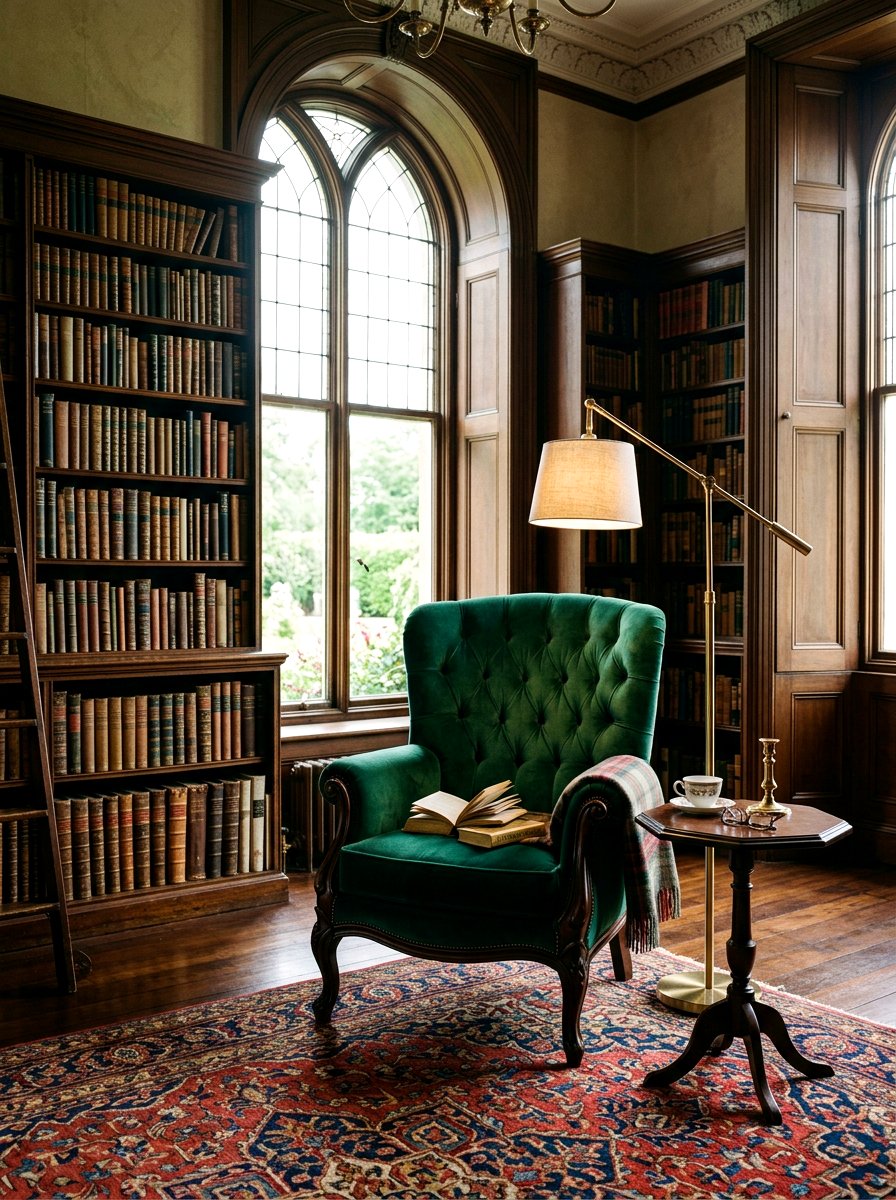 Victorian velvet armchair - 30 antique decor styling ideas