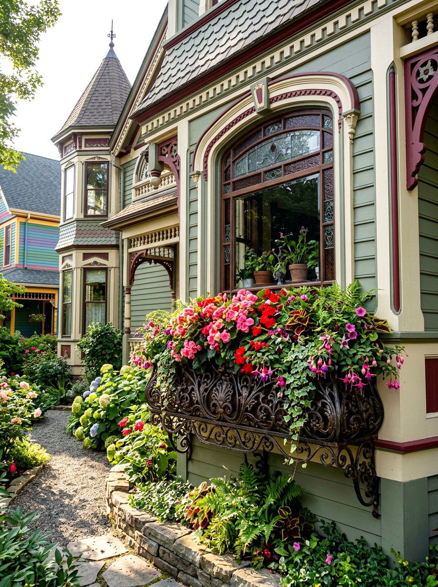 Victorian window box - 30 front window planter ideas
