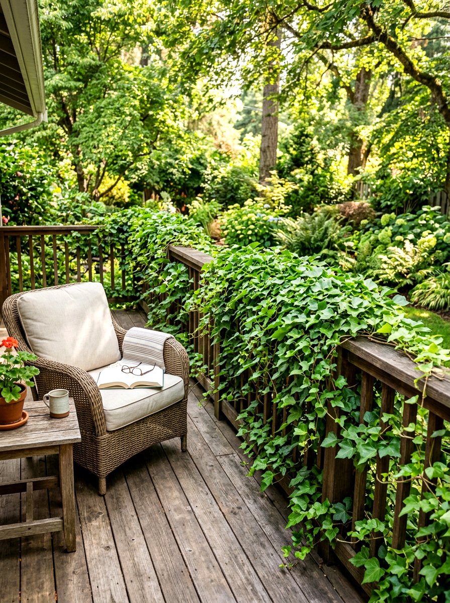 Vines on deck railing - 30 deck shade ideas