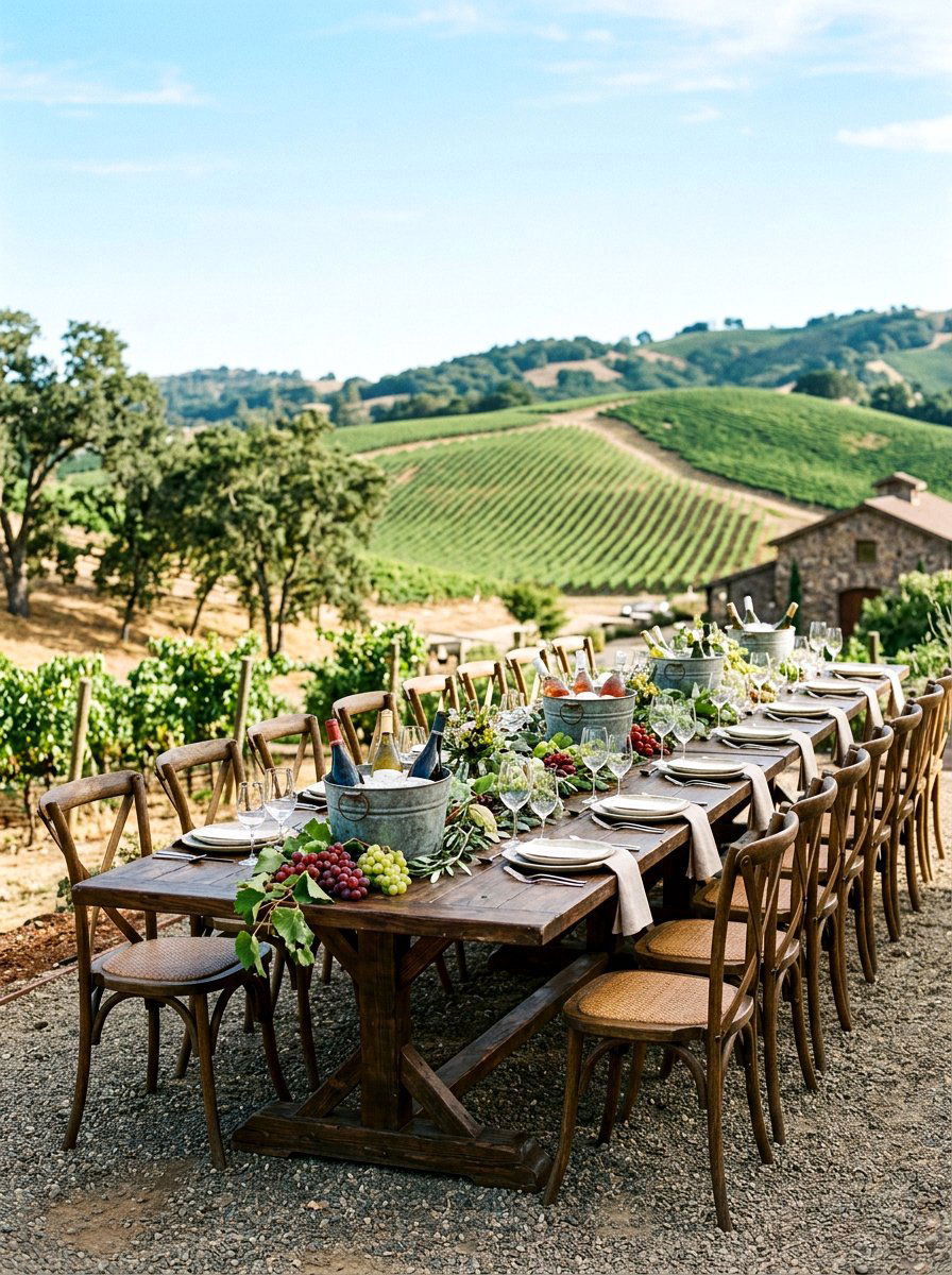 Vineyard Style Table - 30 patio brunch setup ideas