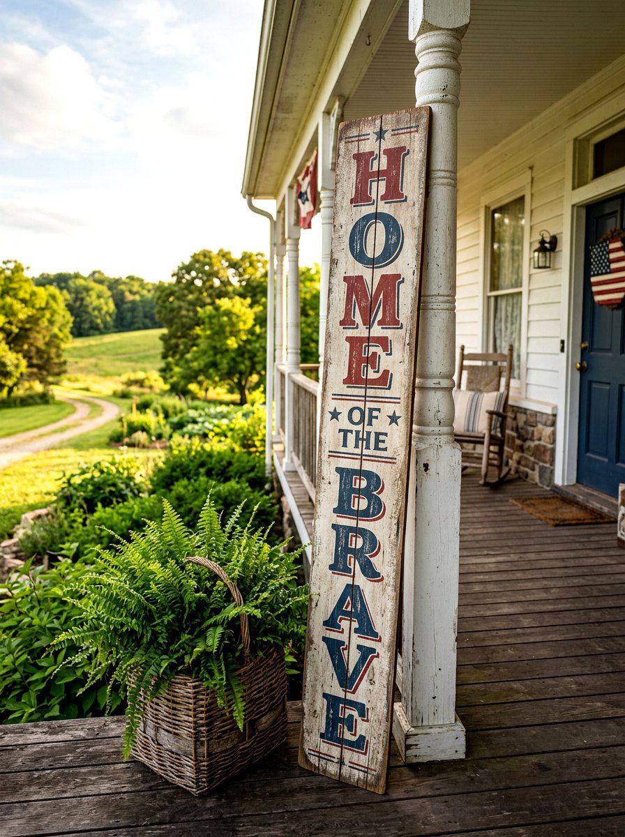 Vintage Americana Porch Sign - 30 patriotic porch ideas
