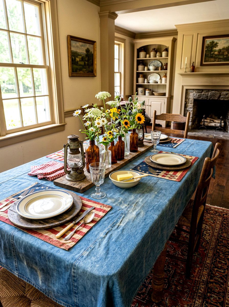Vintage Americana table setting - 30 patriotic table decor ideas