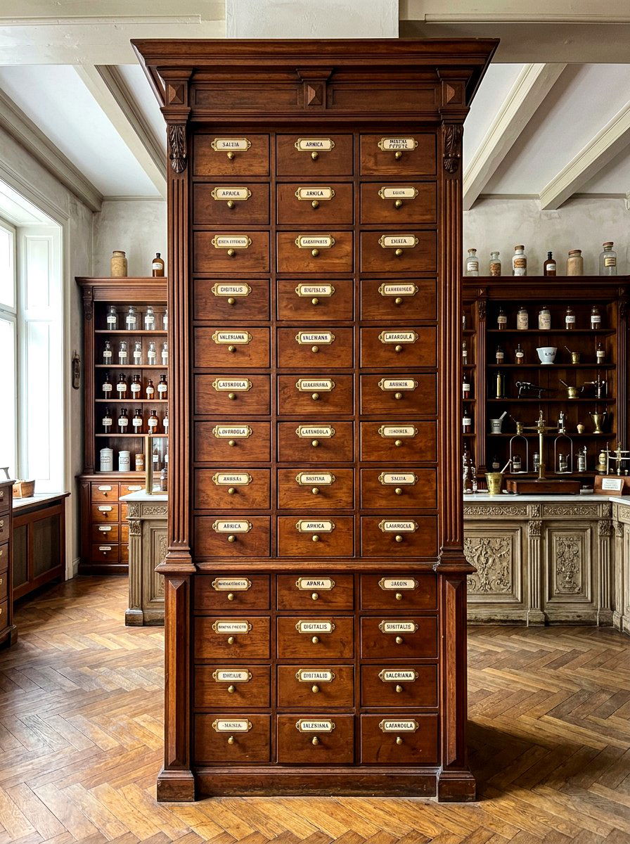 Vintage Apothecary Style Tower - 30 vanity tower storage ideas