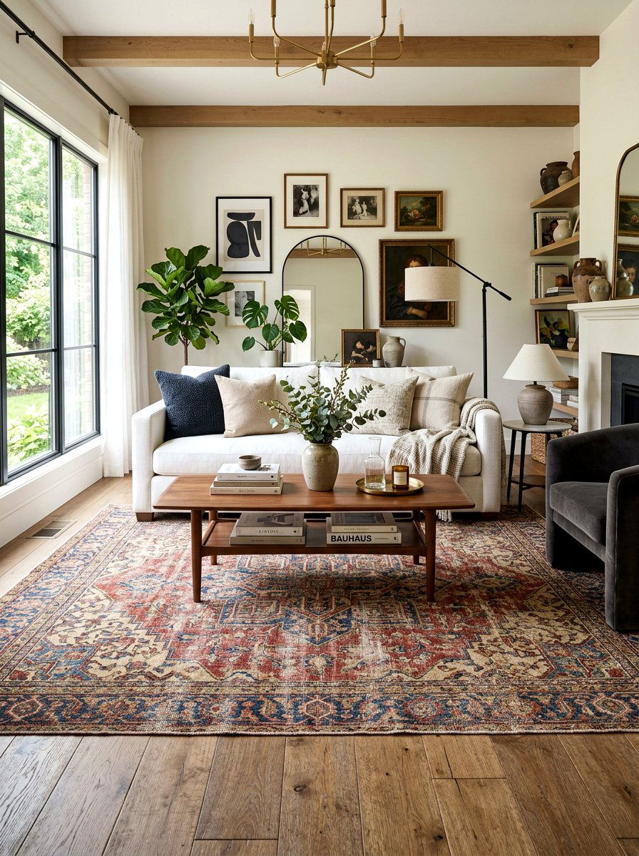 Vintage Area Rug - 30 elegant living room ideas